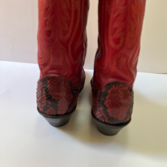Vintage Olathe Handmade Boots Size 5 B GORGEOUS Red Snakeskin - Picture 4 of 16